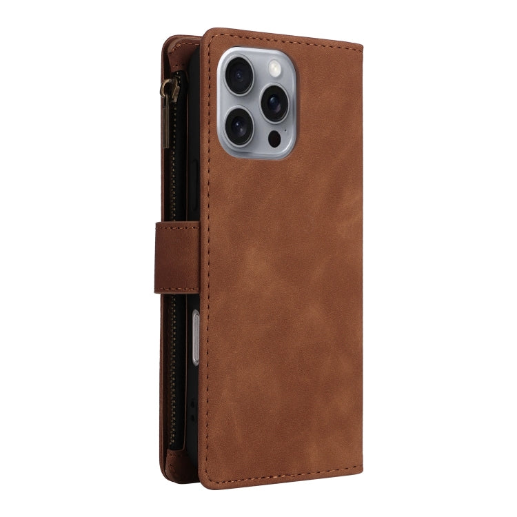 For iPhone 16 Pro Crossbody Multi-card Slot Wallet Zipper Leather Phone Case(Brown) - iPhone 16 Pro Cases by buy2fix | Online Shopping UK | buy2fix