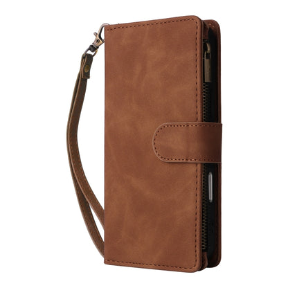 For iPhone 16 Pro Max Crossbody Multi-card Slot Wallet Zipper Leather Phone Case(Brown) - iPhone 16 Pro Max Cases by buy2fix | Online Shopping UK | buy2fix