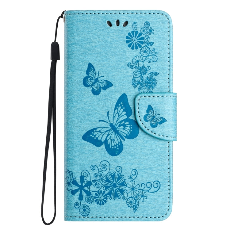 For iPhone 16 Plus Butterfly Embossed Flip Leather Phone Case(Blue) - iPhone 16 Plus Cases by buy2fix | Online Shopping UK | buy2fix