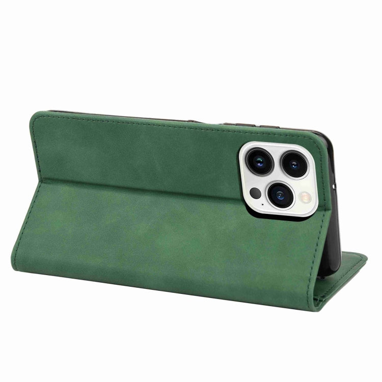 For iPhone 16 Pro Max Skin Feel Splicing Leather Phone Case(Green) - iPhone 16 Pro Max Cases by buy2fix | Online Shopping UK | buy2fix