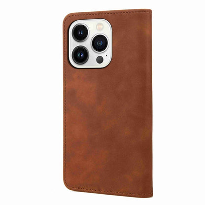 For iPhone 16 Pro Skin Feel Splicing Leather Phone Case(Brown) - iPhone 16 Pro Cases by buy2fix | Online Shopping UK | buy2fix