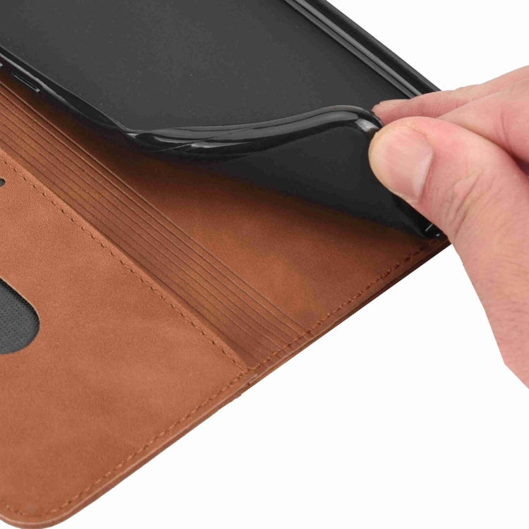 For iPhone 16 Plus Skin Feel Splicing Leather Phone Case(Brown) - iPhone 16 Plus Cases by buy2fix | Online Shopping UK | buy2fix