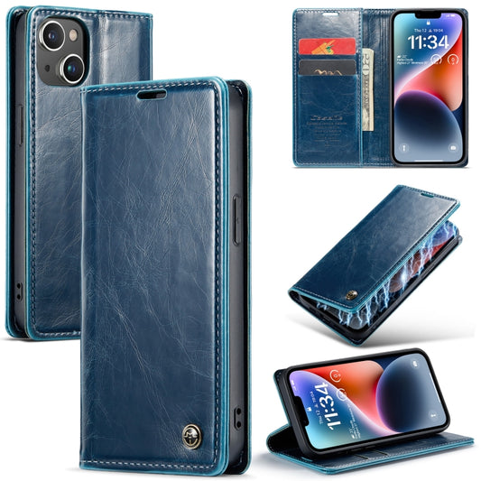 For iPhone 15 Plus CaseMe 003 Crazy Horse Texture Leather Phone Case(Blue) - iPhone 15 Plus Cases by CaseMe | Online Shopping UK | buy2fix