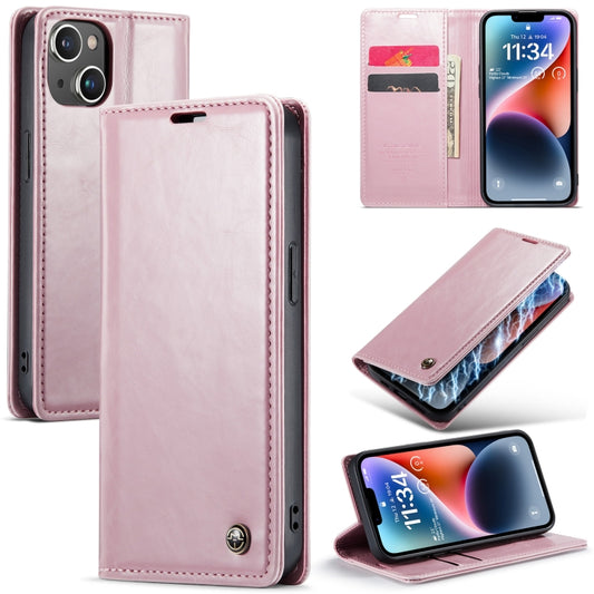 For iPhone 15 Plus CaseMe 003 Crazy Horse Texture Leather Phone Case(Rose Gold) - iPhone 15 Plus Cases by CaseMe | Online Shopping UK | buy2fix