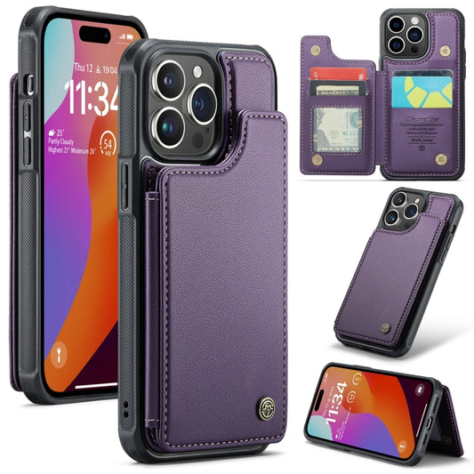 For iPhone 15 Pro Max CaseMe C22 Card Slots Holder RFID Anti-theft Phone Case(Purple) - iPhone 15 Pro Max Cases by CaseMe | Online Shopping UK | buy2fix