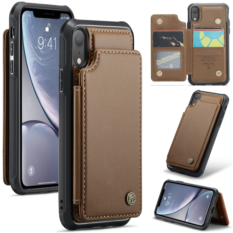 For iPhone XR CaseMe C22 Card Slots Holder RFID Anti-theft Phone Case(Brown) - More iPhone Cases by CaseMe | Online Shopping UK | buy2fix