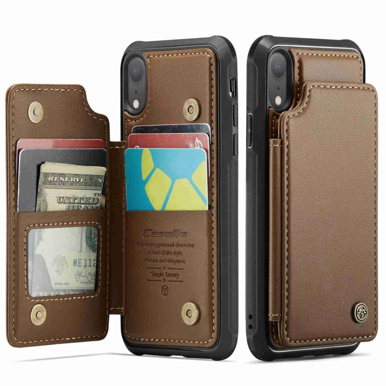 For iPhone XR CaseMe C22 Card Slots Holder RFID Anti-theft Phone Case(Brown) - More iPhone Cases by CaseMe | Online Shopping UK | buy2fix