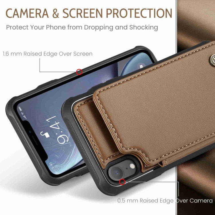 For iPhone XR CaseMe C22 Card Slots Holder RFID Anti-theft Phone Case(Brown) - More iPhone Cases by CaseMe | Online Shopping UK | buy2fix