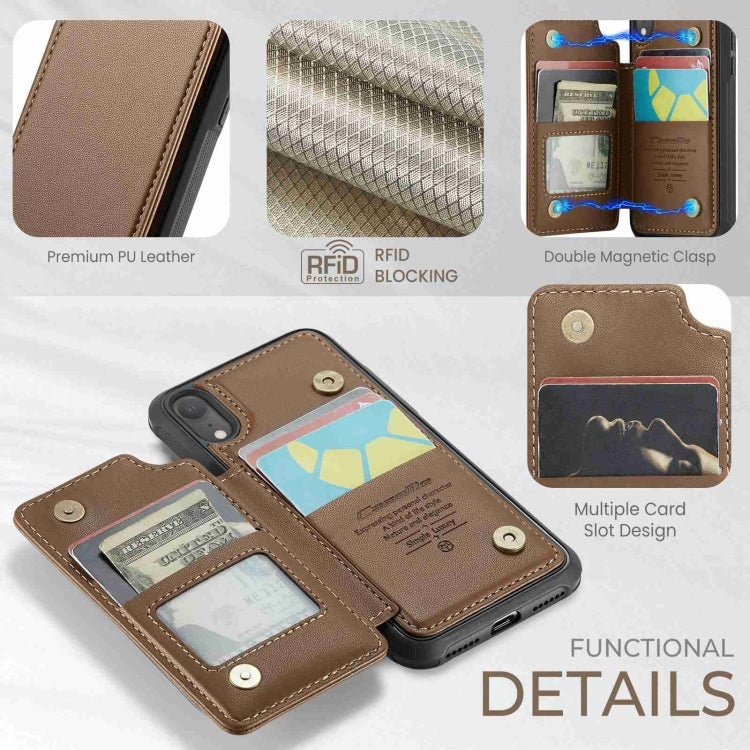 For iPhone XR CaseMe C22 Card Slots Holder RFID Anti-theft Phone Case(Brown) - More iPhone Cases by CaseMe | Online Shopping UK | buy2fix