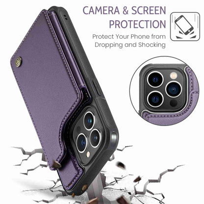 For iPhone 13 Pro Max CaseMe C22 Card Slots Holder RFID Anti-theft Phone Case(Purple) - iPhone 13 Pro Max Cases by CaseMe | Online Shopping UK | buy2fix