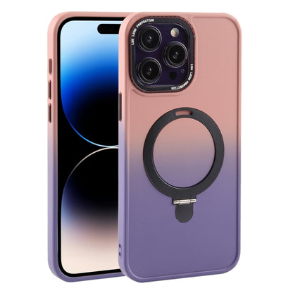 For iPhone 14 Pro Gradient MagSafe Holder Liquid TPU Hybrid PC Phone Case(Pink Purple) - iPhone 14 Pro Cases by buy2fix | Online Shopping UK | buy2fix