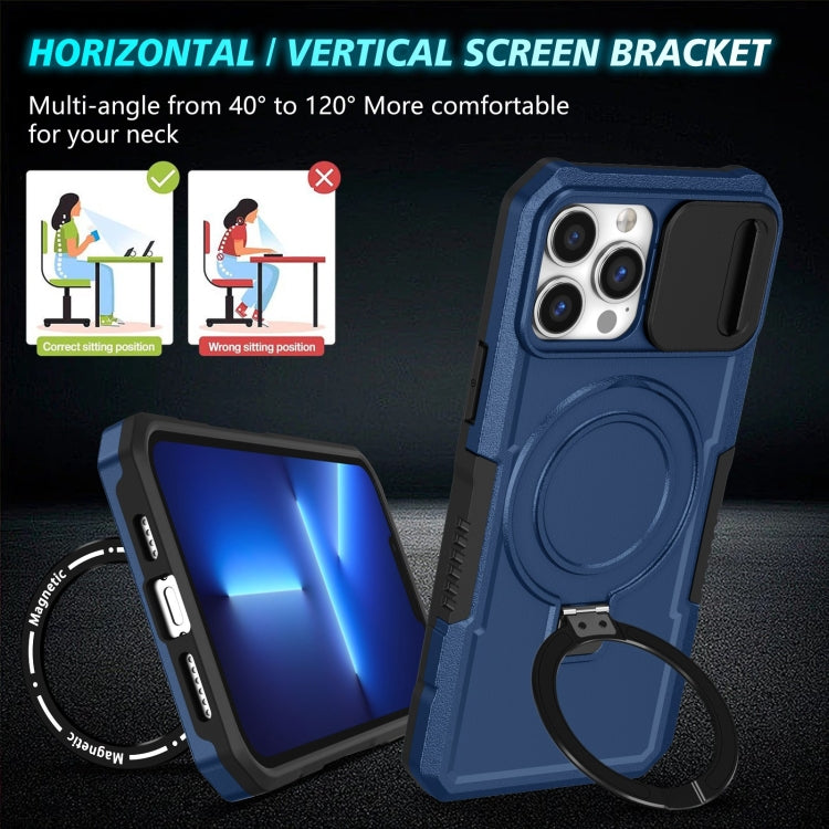 For iPhone 13 Pro Max Sliding Camshield Magsafe Holder TPU Hybrid PC Phone Case(Royal Blue) - iPhone 13 Pro Max Cases by buy2fix | Online Shopping UK | buy2fix