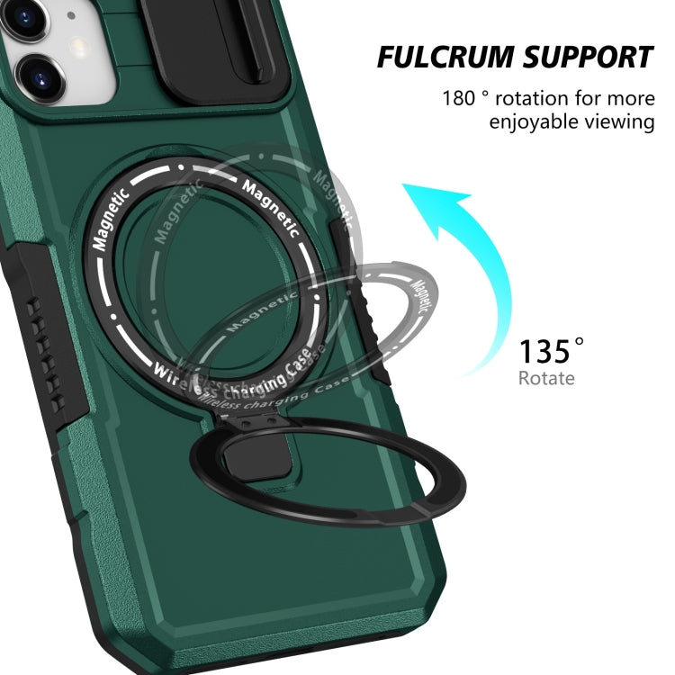 For iPhone 12 Sliding Camshield Magsafe Holder TPU Hybrid PC Phone Case(Deep Green) - iPhone 12 / 12 Pro Cases by buy2fix | Online Shopping UK | buy2fix