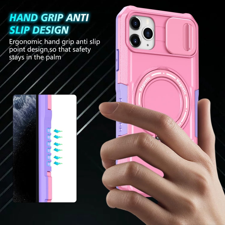 For iPhone 11 Pro Max Sliding Camshield Magsafe Holder TPU Hybrid PC Phone Case(Purple Pink) - iPhone 11 Pro Max Cases by buy2fix | Online Shopping UK | buy2fix