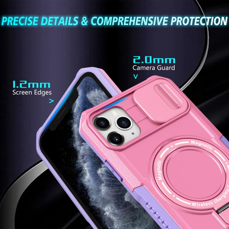 For iPhone 11 Pro Max Sliding Camshield Magsafe Holder TPU Hybrid PC Phone Case(Purple Pink) - iPhone 11 Pro Max Cases by buy2fix | Online Shopping UK | buy2fix