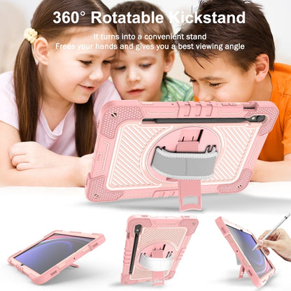 For Samsung Galaxy Tab S9 360 Degree Rotation PC Contrast Silicone Tablet Case(Rose Gold) - Galaxy Tab S9 Cases by buy2fix | Online Shopping UK | buy2fix