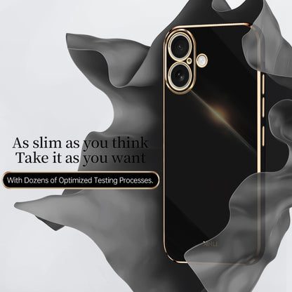 For iPhone 16 XINLI Straight Edge 6D Electroplate TPU Phone Case(Black) - iPhone 16 Cases by XINLI | Online Shopping UK | buy2fix