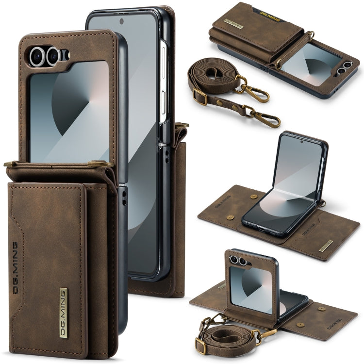 For Samsung Galaxy Z Flip6 DG.MING M2 Series Card Bag Magnetic Leather Phone Case(Coffee) - Galaxy Z Flip6 5G Cases by DG.MING | Online Shopping UK | buy2fix