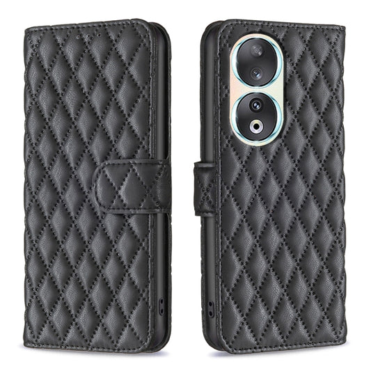 For Honor 90 5G Diamond Lattice Wallet Flip Leather Phone Case(Black) - Honor Cases by buy2fix | Online Shopping UK | buy2fix