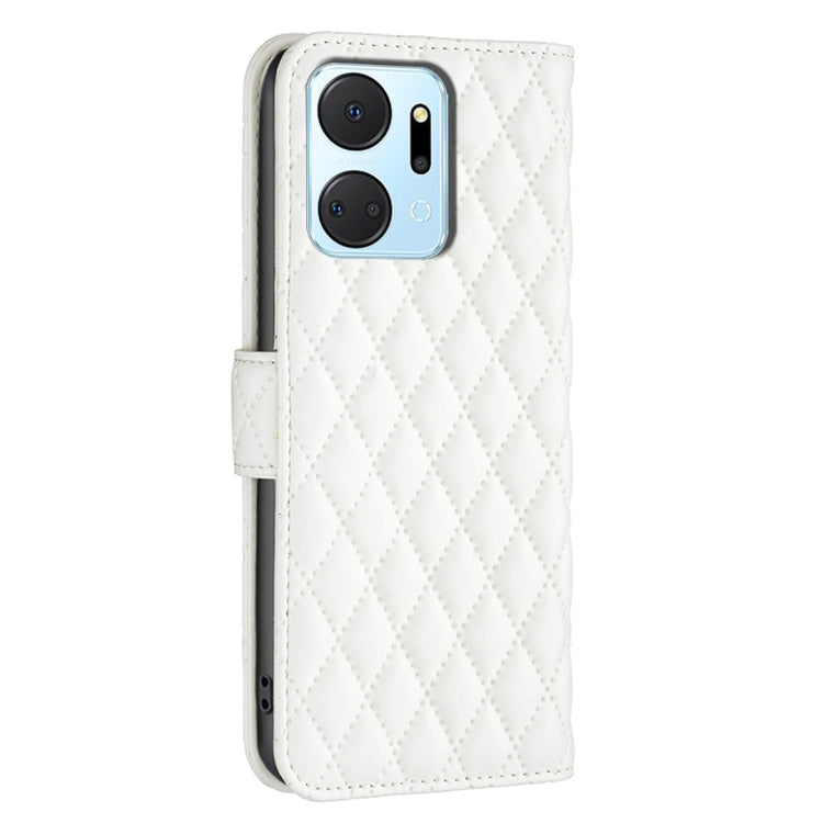 For Honor X7a Diamond Lattice Wallet Flip Leather Phone Case(White) - Honor Cases by buy2fix | Online Shopping UK | buy2fix