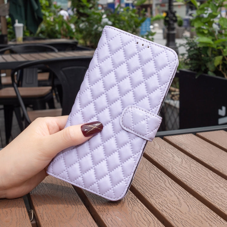 For Honor 100 Diamond Lattice Wallet Flip Leather Phone Case(Purple) - Honor Cases by buy2fix | Online Shopping UK | buy2fix