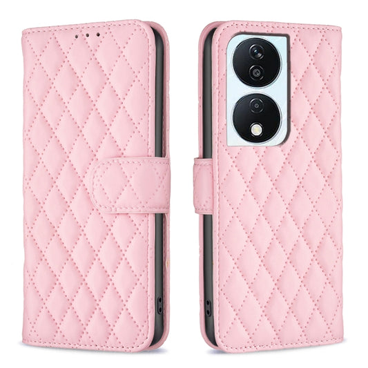 For Honor X7b Diamond Lattice Wallet Flip Leather Phone Case(Pink) - Honor Cases by buy2fix | Online Shopping UK | buy2fix