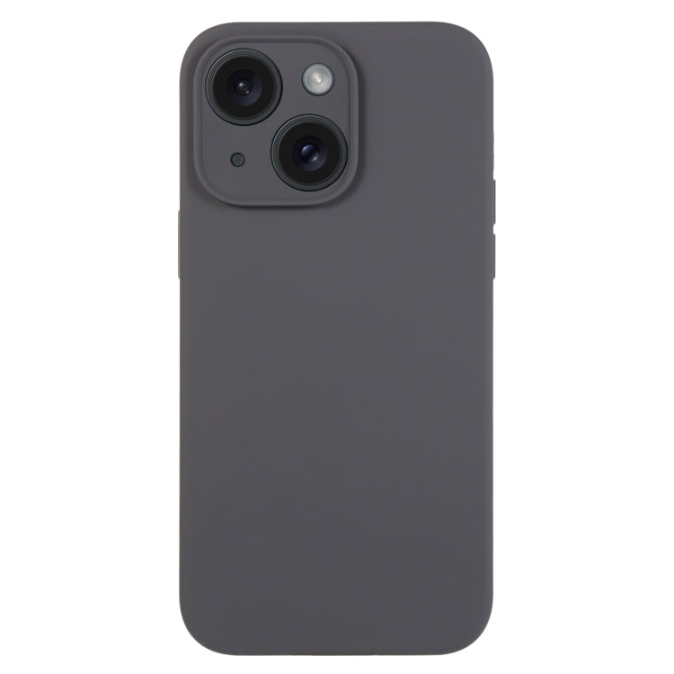 For iPhone 15 Pure Color Liquid Silicone Fine Pore Phone Case(Charcoal Black) - iPhone 15 Cases by buy2fix | Online Shopping UK | buy2fix