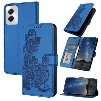 For Motorola Moto G Power 5G 2024 Datura Flower Embossed Flip Leather Phone Case(Blue) - Motorola Cases by buy2fix | Online Shopping UK | buy2fix