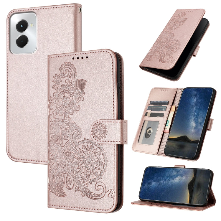 For Motorola Moto G Power 5G 2024 Datura Flower Embossed Flip Leather Phone Case(Rose Gold) - Motorola Cases by buy2fix | Online Shopping UK | buy2fix