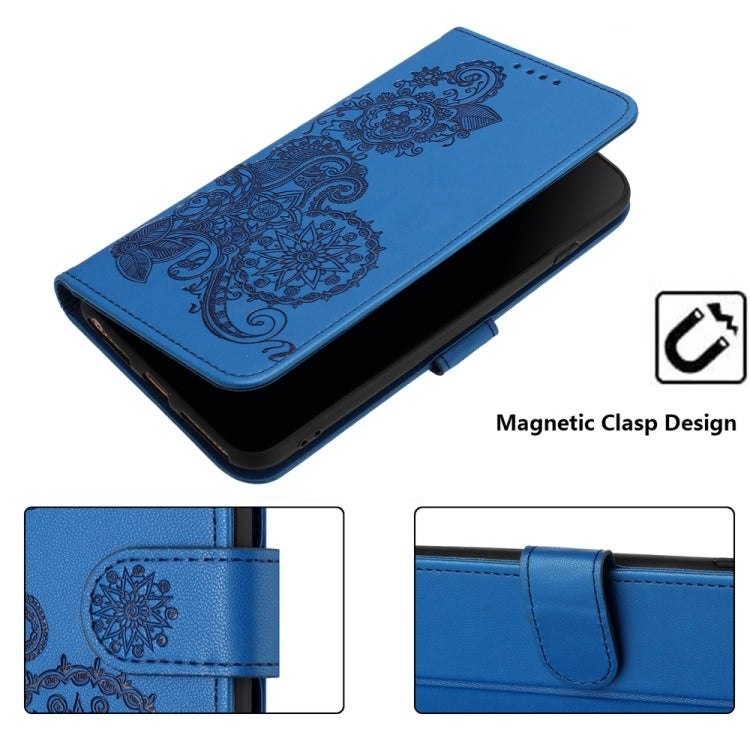 For Motorola Moto G Stylus 5G 2024 Datura Flower Embossed Flip Leather Phone Case(Blue) - Motorola Cases by buy2fix | Online Shopping UK | buy2fix