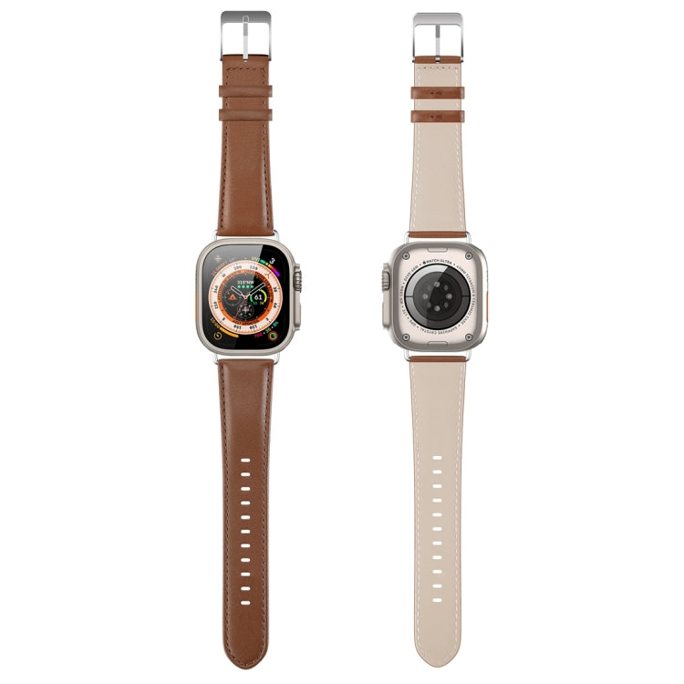 For Apple Watch 3 42mm DUX DUCIS YS Series Genuine Leather Watch Band(Brown) - Watch Bands by DUX DUCIS | Online Shopping UK | buy2fix