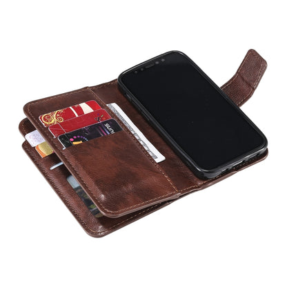 For iPhone 16 Tri-Fold 9-Card Wallets Leather Phone Case(Brown) - iPhone 16 Cases by buy2fix | Online Shopping UK | buy2fix