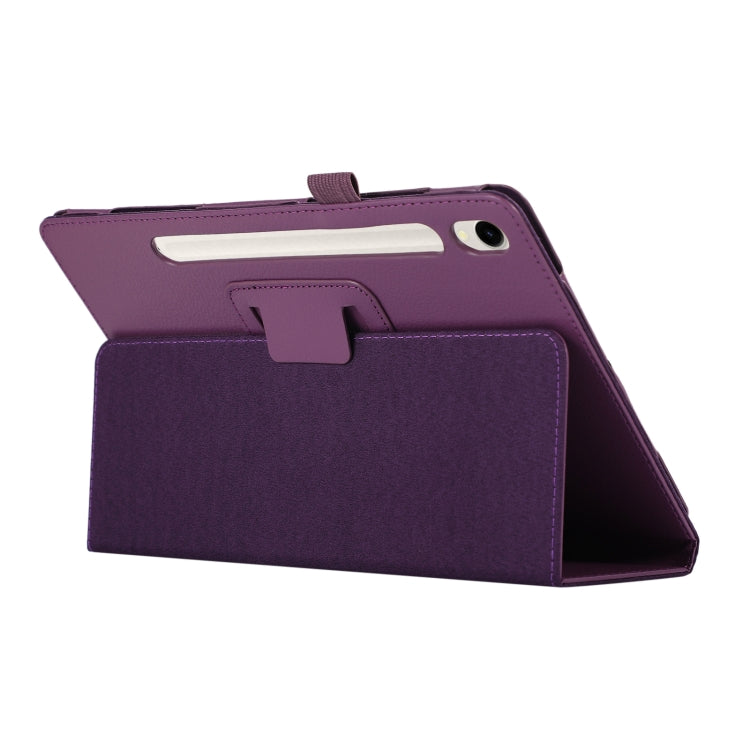 For Samsung Galaxy Tab S9+ Litchi Texture Leather Tablet Case with Holder(Purple) - Other Galaxy Tab PC by buy2fix | Online Shopping UK | buy2fix