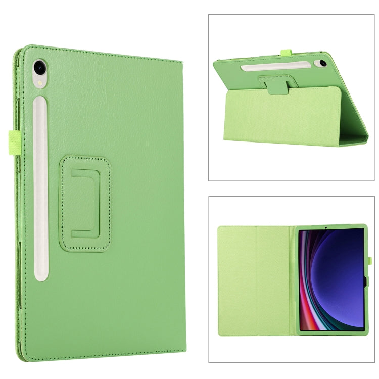 For Samsung Galaxy Tab S9+ Litchi Texture Leather Tablet Case with Holder(Green) - Other Galaxy Tab PC by buy2fix | Online Shopping UK | buy2fix