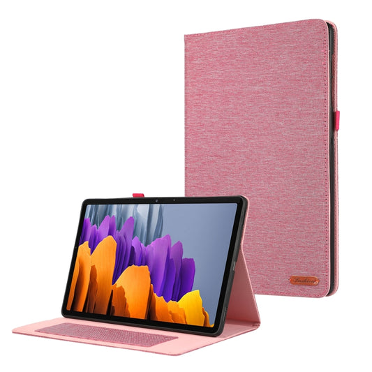 For Samsung Galaxy Tab S9 Horizontal Flip TPU + Fabric PU Leather Tablet Case(Rose Red) - Galaxy Tab S9 Cases by buy2fix | Online Shopping UK | buy2fix