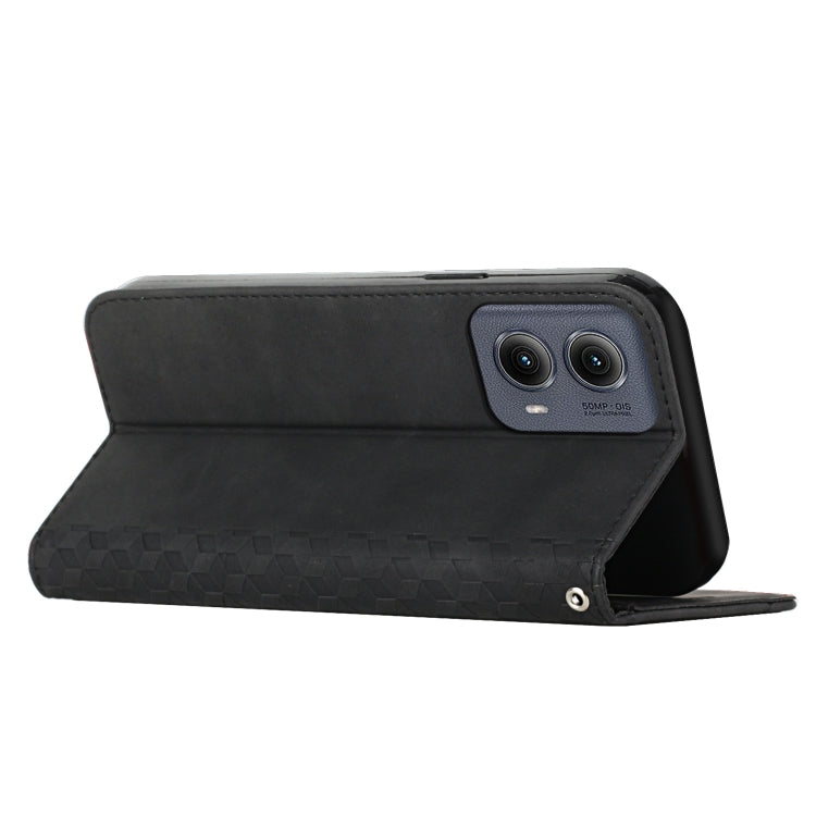 For Motorola Edge 2024 Diamond Splicing Skin Feel Magnetic Leather Phone Case(Black) - Motorola Cases by buy2fix | Online Shopping UK | buy2fix