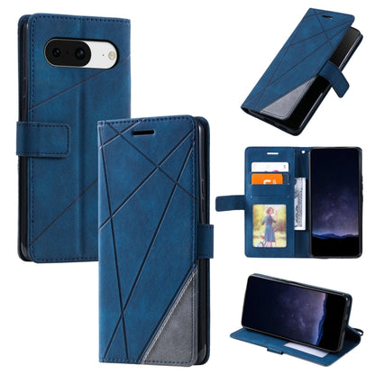 For Google Pixel 9 Skin Feel Splicing Leather Phone Case(Blue) - Google Cases by buy2fix | Online Shopping UK | buy2fix