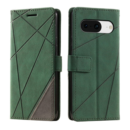 For Google Pixel 9 Skin Feel Splicing Leather Phone Case(Green) - Google Cases by buy2fix | Online Shopping UK | buy2fix