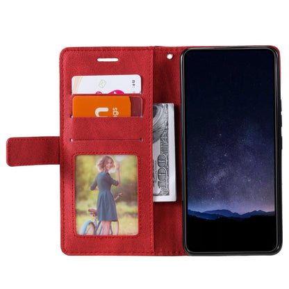 For Google Pixel 9 Pro Skin Feel Splicing Leather Phone Case(Red) - Google Cases by buy2fix | Online Shopping UK | buy2fix