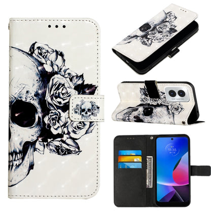 For Motorola Moto G Play 4G 2024 3D Painting Horizontal Flip Leather Phone Case(Skull) - Motorola Cases by buy2fix | Online Shopping UK | buy2fix