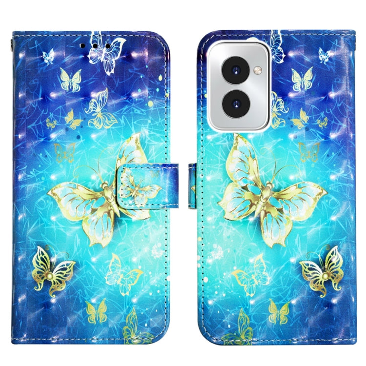 For Motorola Moto G Power 5G 2024 3D Painting Horizontal Flip Leather Phone Case(Golden Butterfly) - Motorola Cases by buy2fix | Online Shopping UK | buy2fix