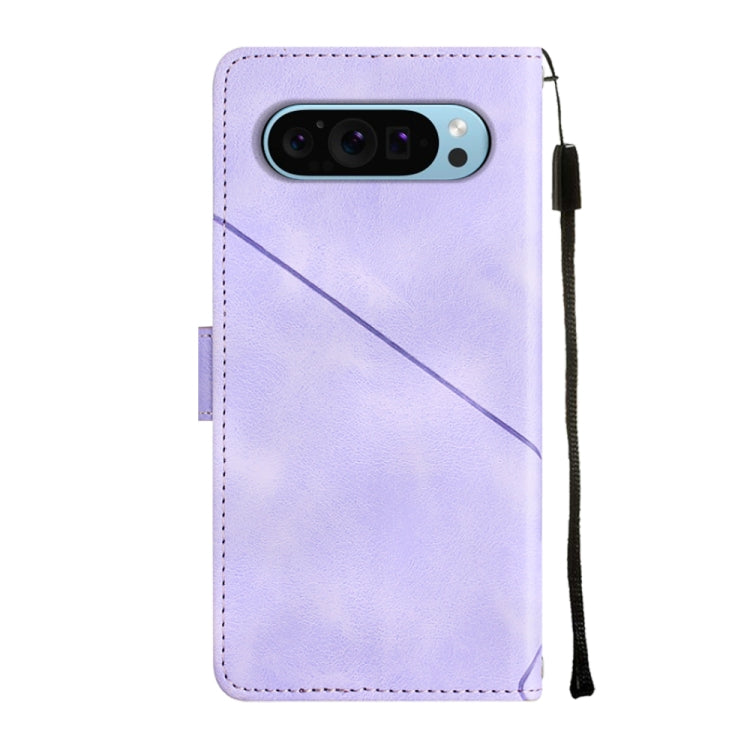 For Google Pixel 9 / 9 Pro Skin-feel Embossed Leather Phone Case(Light Purple) - Google Cases by buy2fix | Online Shopping UK | buy2fix