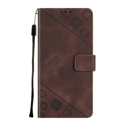 For Google Pixel 9 / 9 Pro Skin-feel Embossed Leather Phone Case(Brown) - Google Cases by buy2fix | Online Shopping UK | buy2fix