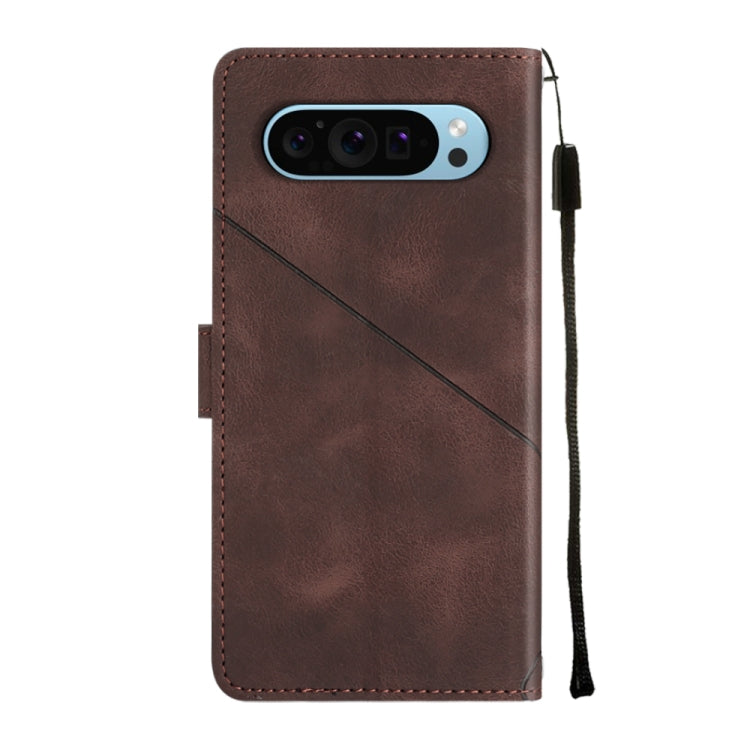 For Google Pixel 9 / 9 Pro Skin-feel Embossed Leather Phone Case(Brown) - Google Cases by buy2fix | Online Shopping UK | buy2fix