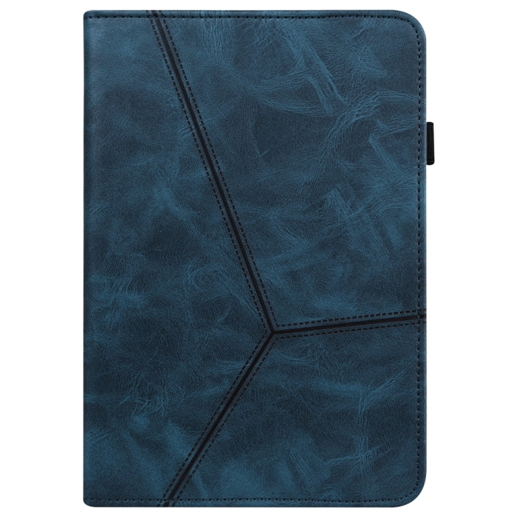 For Samsung Galaxy Tab S9 / S9 FE Solid Color Stripe Embossed Leather Tablet Case(Blue) - Galaxy Tab S9 FE by buy2fix | Online Shopping UK | buy2fix