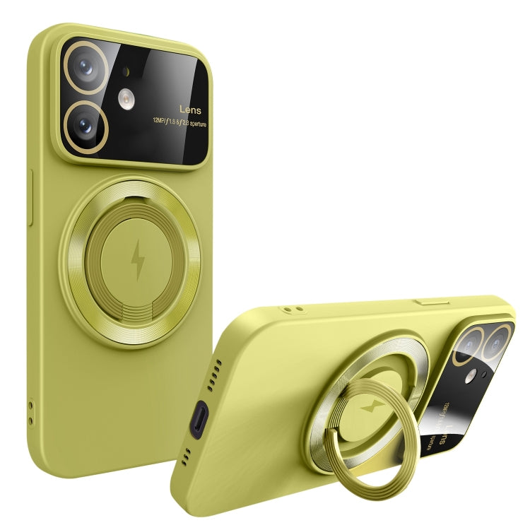 For iPhone 11 Large Window MagSafe Magnetic Holder Phone Case(Avocado Green) - iPhone 11 Cases by buy2fix | Online Shopping UK | buy2fix