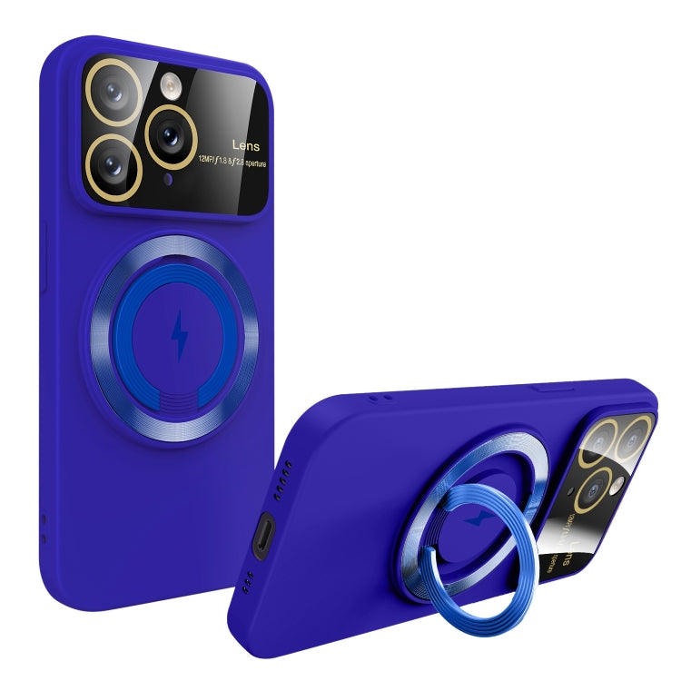 For iPhone 11 Pro Large Window MagSafe Magnetic Holder Phone Case(Klein Blue) - iPhone 11 Pro Cases by buy2fix | Online Shopping UK | buy2fix