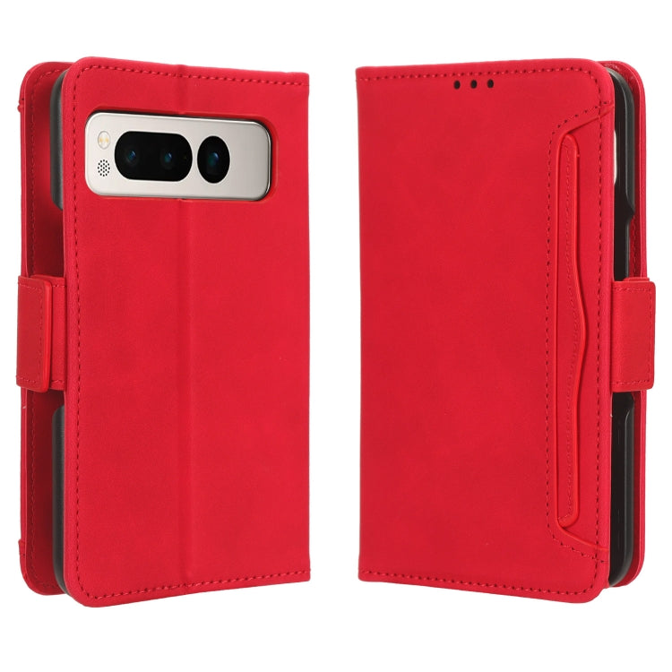 For Google Pixel Fold Skin Feel Calf Texture Card Slots Leather Phone Case(Red) - Google Cases by buy2fix | Online Shopping UK | buy2fix