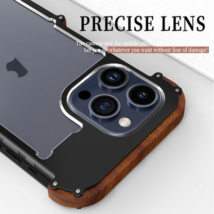 For iPhone 16 R-JUST Ironwood Generation Metal Hybrid Wood Phone Case - iPhone 16 Cases by R-JUST | Online Shopping UK | buy2fix