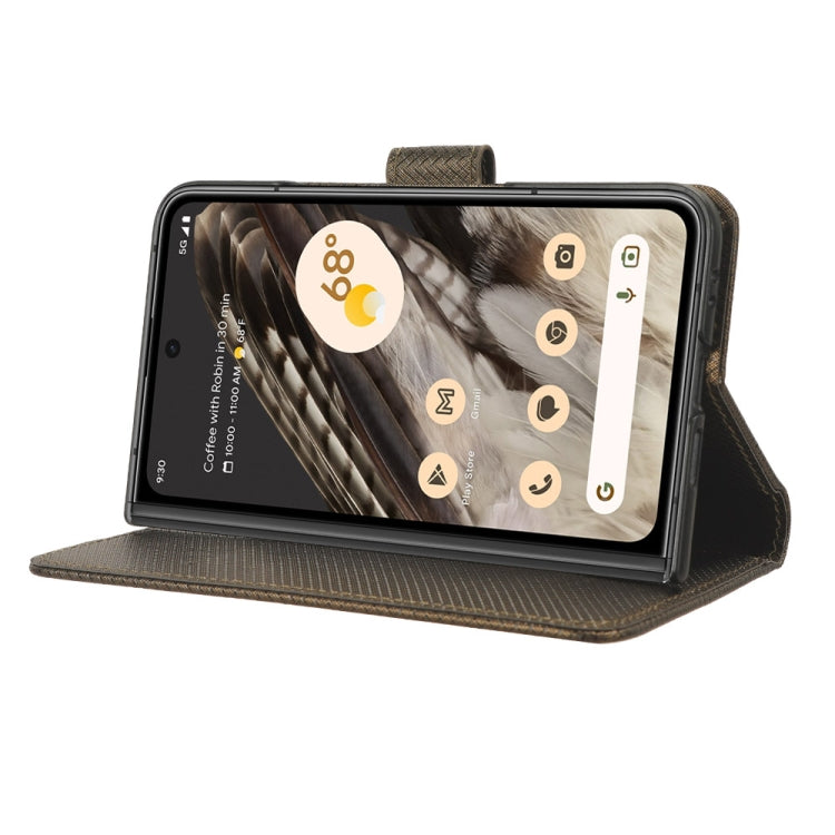 For Google Pixel Fold Diamond Texture Leather Phone Case(Brown) - Google Cases by buy2fix | Online Shopping UK | buy2fix